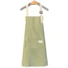 1pc Adjustable Kitchen Cooking Apron Cotton And Linen Machine Washable With 2 Pockets
