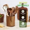 Wooden Utensil Holder, 360°Rotating 7.3'' Large Utensil Holder for Kitchen Counter, Kitchen Utensil Organizer, Utensil Crock