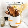 360° Rotating Extra Large Cooking Utensil Holder, 7.6" Kitchen Utensil Holder for Countertop, Utensil Crock for Farmhouse Kitchen Decor