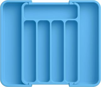 Silverware Organizer - Expandable Kitchen Drawer Organizer, Adjustable Utensil Organizer, Cutlery Tray for Forks, Knives (Color: Dark Blue)