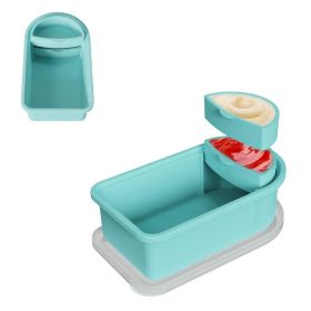 Silicone Snack Container With Removable Sauce for Picnic (Color: Cyan, Type: Kitchen Tools)