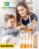 Pack of 4 Silicone Cooking Utensils Set, Non Stick Large Solid Spatulas, Heat Resistant Slotted Spoons, Ideal BPA Free Kitchen Turners for Frying