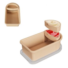 Silicone Snack Container With Removable Sauce for Picnic (Color: Khaki, Type: Kitchen Tools)