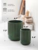 Utensil Holder for Kitchen Counter, 7.3"+5.4" Fluted Ceramic Utensil Crock Organizer for Countertop, Heavy Large Holder for Spatulas, Spoons, Set of 2