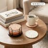 Coasters Set of 8 for Drinks, Beer, Coffee, Cotton Woven 4 Colors Absorbent Coaster with Holder