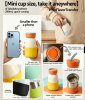 Mini Portable Vacuum Insulated Water Bottle, Built-in Handle Lid Double Wall Stainless Steel Thermal Cup